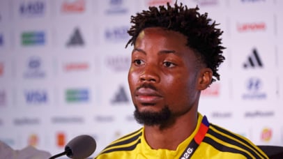 Ime Okon during the FIFA World Cup 2026, South Africa Press Conference at the Sofi Stadium, Los Angeles, America on 27 June 2026 ©Gavin Barker/BackpagePix