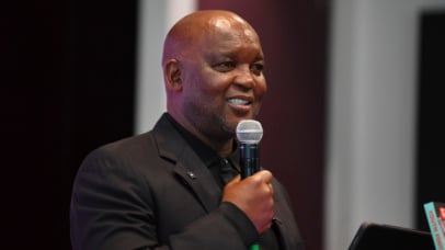 Pitso Mosimane during the Pitso Mosimane Youth Football Coaching Manual Launch at Sandton Sun in Johannesburg on 23 July 2026 ©Phakamisa Lensman/Backpagepix