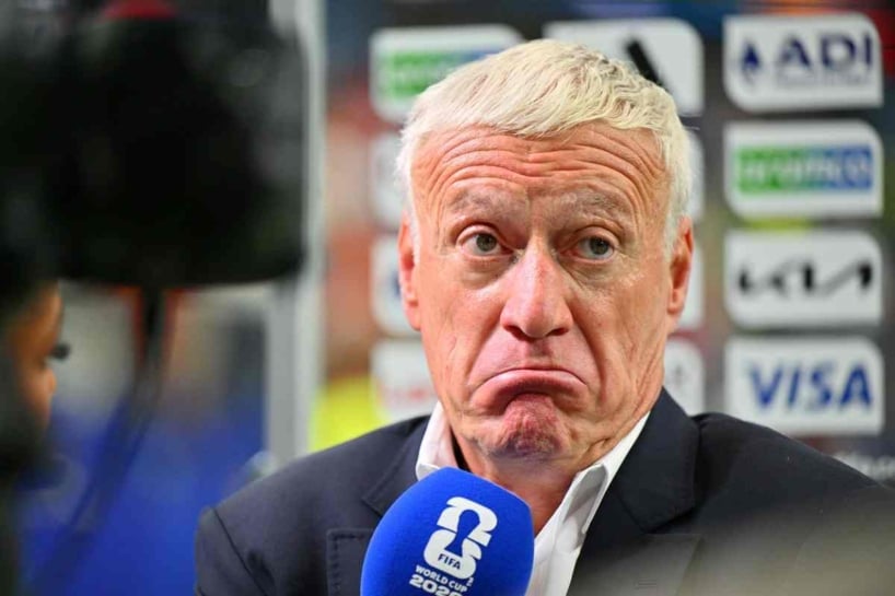 France's head coach Didier Deschamps is interviewed after losing the FIFA World Cup 2026 semifinals match France against Spain, in Dallas, USA, 14 July 2026. EPA/SAM WASSON