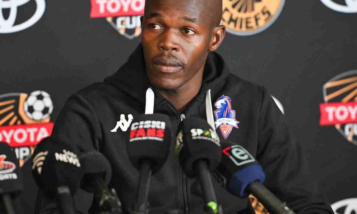Knowledge Musona of Scottland FC during the 2026 Toyota Cup Kaizer Chiefs and Scottland FC Press Conference at Chiefs Village in Johannesburg on 24 July 2026 © Alche Greeff/BackpagePix