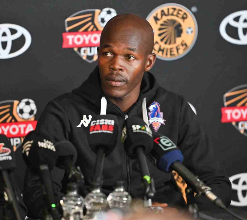 Knowledge Musona of Scottland FC during the 2026 Toyota Cup Kaizer Chiefs and Scottland FC Press Conference at Chiefs Village in Johannesburg on 24 July 2026 © Alche Greeff/BackpagePix