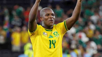 Mbekezeli Mbokazi of South Africa celebrates victory during the FIFA World Cup 2026 match between South Africa and South Korea at the Monterrey Stadium, Mexico on 24 June 2026 ©Gavin Barker/BackpagePix