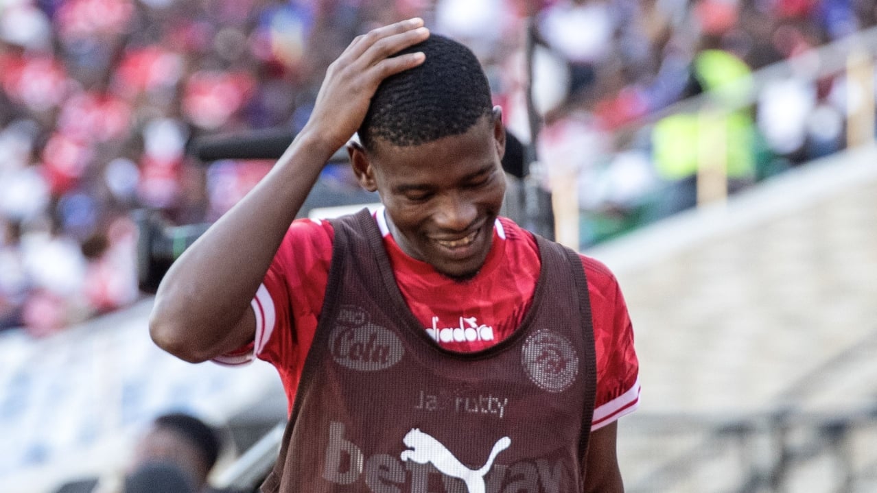 Neo Maema of Simba reacts during the CAF Champions League 2025/26 match between Simba and Nsingizini Hotspurs at Benjamin Mkapa Stadium in Dar Es Salaam, Tanzania on 26 October 2025 ©Loveness Bernard/BackpagePix