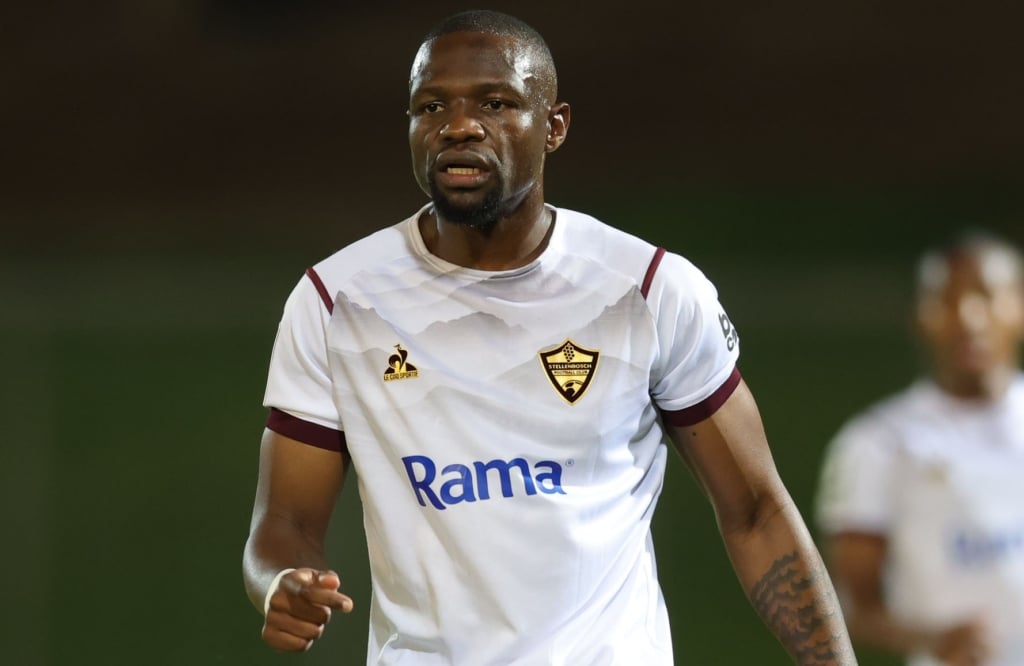 Tshegofatso Mabasa of Stellenbosch FC during the Betway Premiership 2025/26 match between Durban City and Stellenbosch FC at Chatsworth Stadium in Durban on 08 May 2026 ©Samuel ShivambuBackpagePix