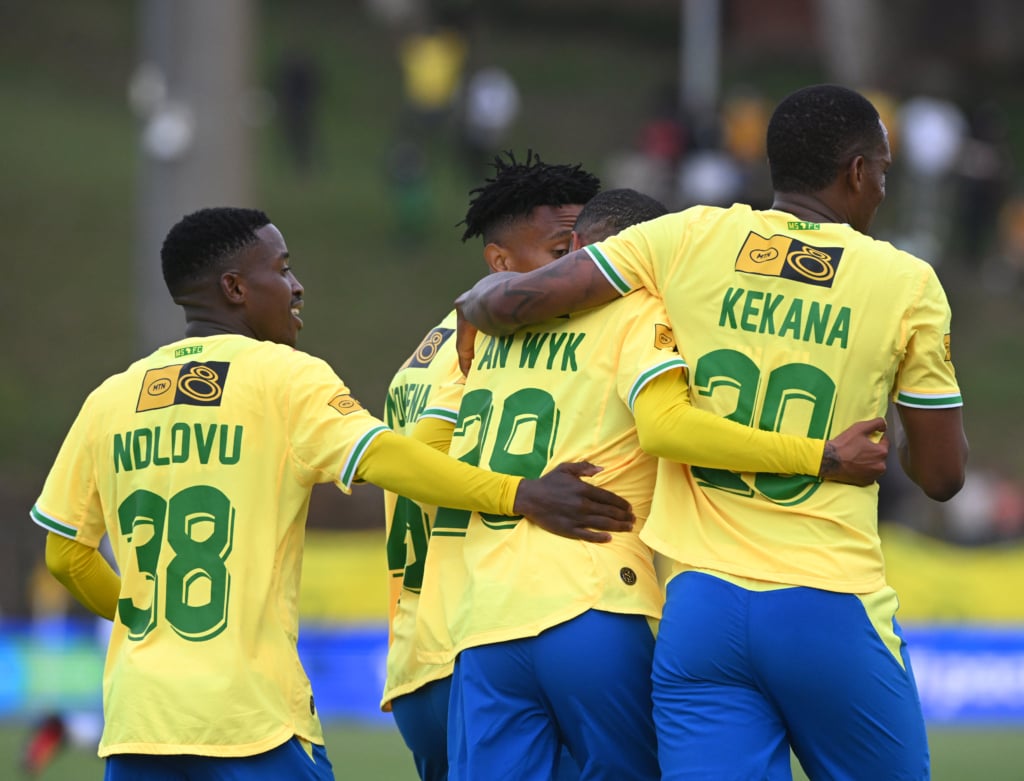 Antonio Van Wyk of Mamelodi Sundownscelebrates goal during the 2026 MTN8 Semi Final 2nd Leg match between Golden Arrows and Mamelodi Sundowns at King Zwelithini Stadium in Umlazi on 30 August 2026 ©Sydney Mahlangu/BackpagePix
