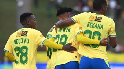 Antonio Van Wyk of Mamelodi Sundownscelebrates goal during the 2026 MTN8 Semi Final 2nd Leg match between Golden Arrows and Mamelodi Sundowns at King Zwelithini Stadium in Umlazi on 30 August 2026 ©Sydney Mahlangu/BackpagePix