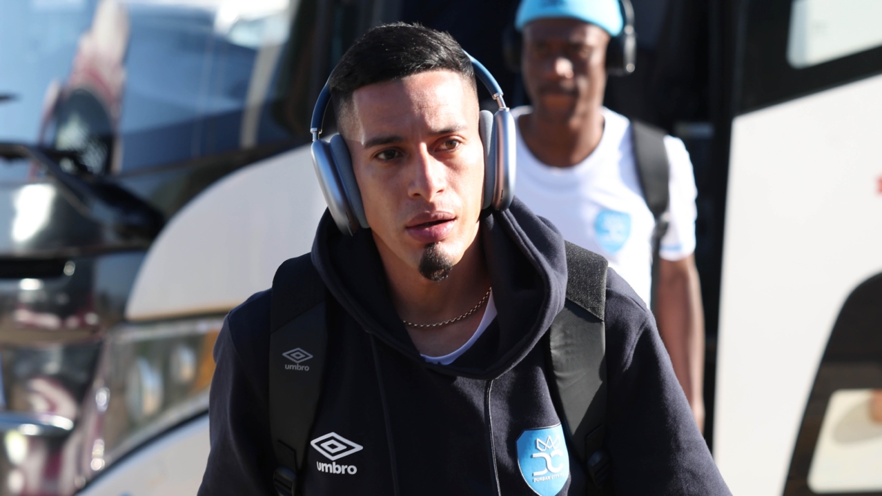 Gaston Sirino of Durban City arrives during Betway Premiership 2026/27 match between Sekhukhune United and Durban City at Seshego Stadium in Polokwane on 01 August 2026 ©Brian Rikhotso/BackpagePix