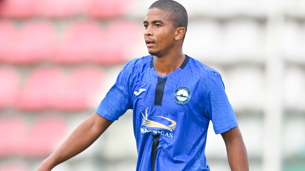 Nqaba Xulu of Richards Bay during the Betway Premiership 2026/27 match between Richards Bay and Polokwane City at Umhlathuze Sports Complex in Richards Bay on 2 August 2026 ©Alche Greeff/BackpagePix
