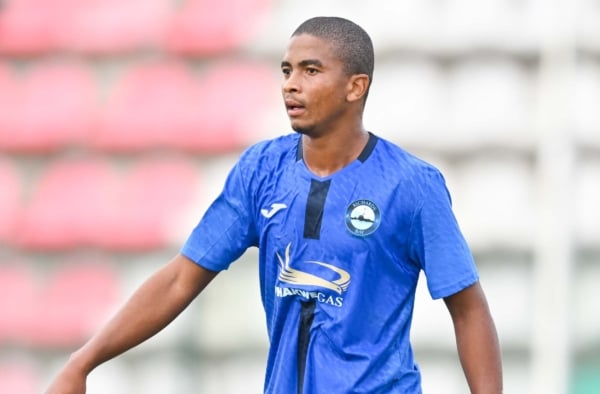 Nqaba Xulu of Richards Bay during the Betway Premiership 2026/27 match between Richards Bay and Polokwane City at Umhlathuze Sports Complex in Richards Bay on 2 August 2026 ©Alche Greeff/BackpagePix