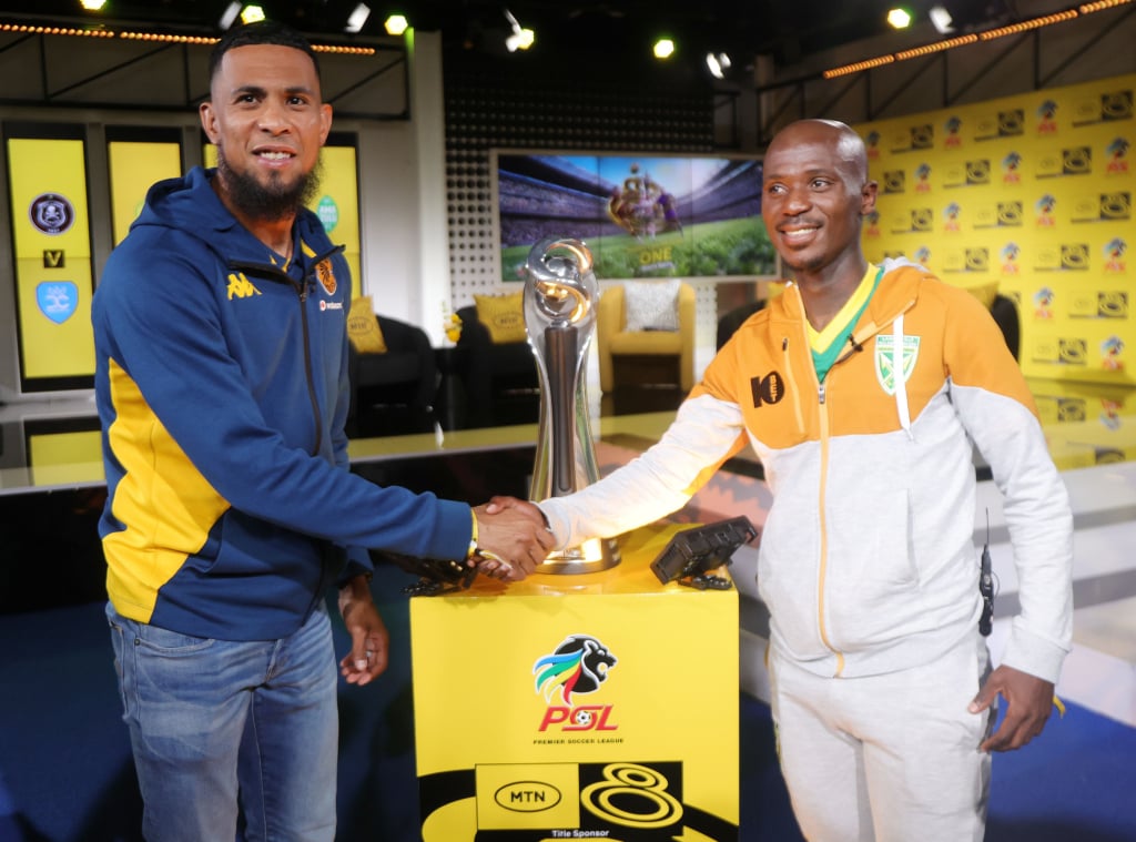 Brandon Petersen of Kaizer Chiefs and Nduduzo MOLI of Golden Arrows during 2026 MTN8 Launch at Supersport Studio in Johannesburg, on 05 August 2026 ©Samuel Shivambu/BackpagePix