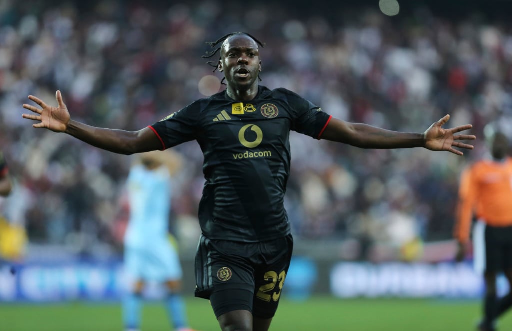 Gamphani Lungu of Orlando Pirates celebrates goal during the 2026 MTN8 quarterfinal match between Orlando Pirates and Durban City at Orlando Amstel Arena in Soweto on 08 August 2026 ©Phakamisa Lensman/Backpagepix