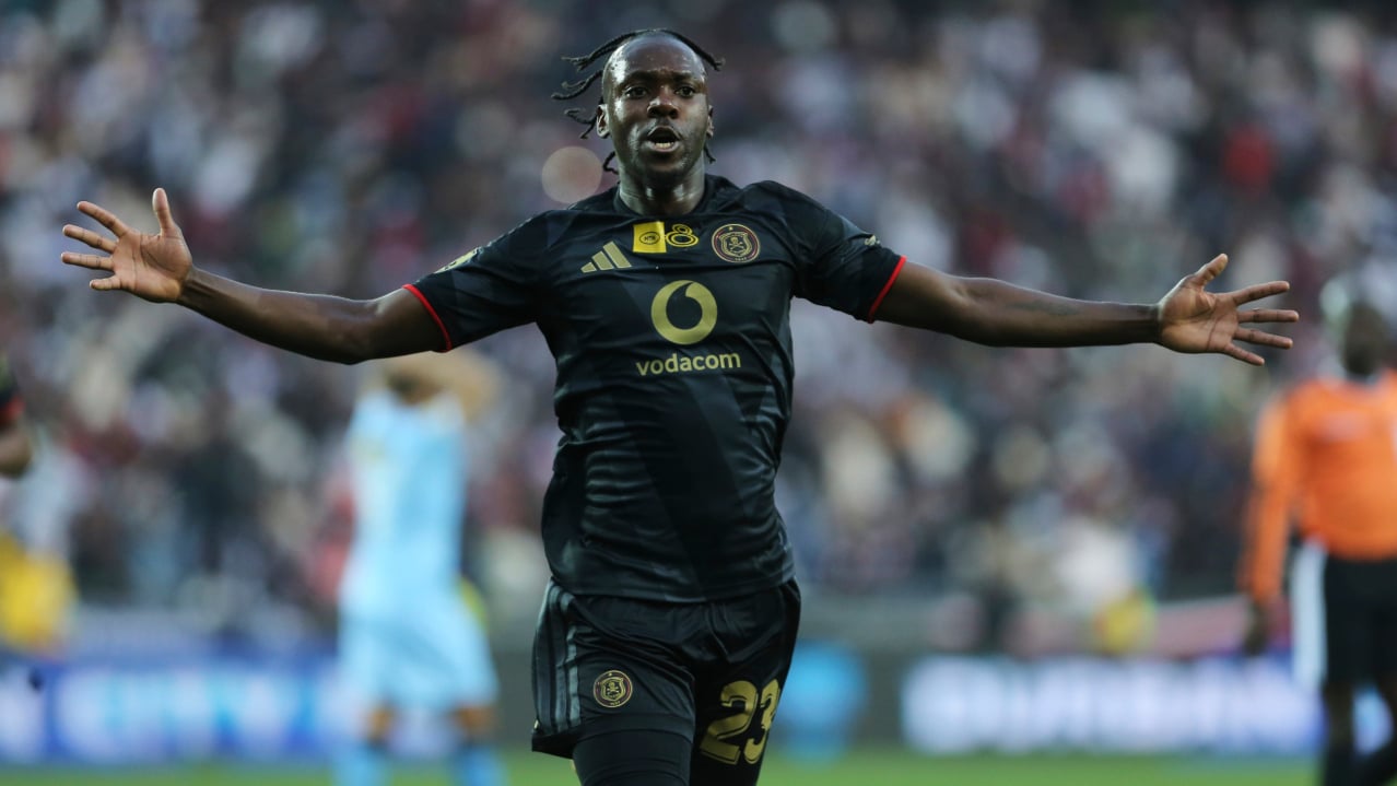 Gamphani Lungu of Orlando Pirates celebrates goal during the 2026 MTN8 quarterfinal match between Orlando Pirates and Durban City at Orlando Amstel Arena in Soweto on 08 August 2026 ©Phakamisa Lensman/Backpagepix