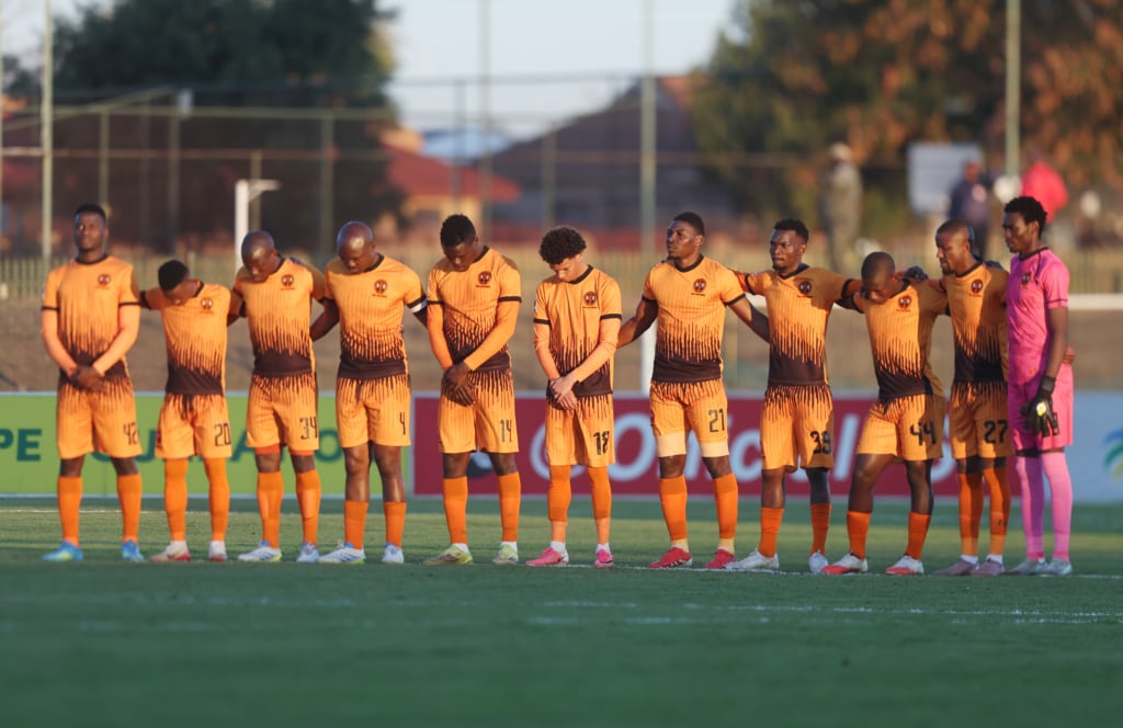 Polokwane City line up for a moment of silence during Betway Premiership 2026/27 match between Sekhukhune United and Polokwane City at Seshego Stadium in Polokwane on 15 August 2026 ©Brian Rikhotso/BackpagePix