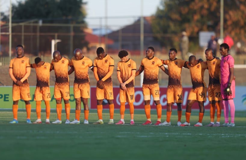 Polokwane City line up for a moment of silence during Betway Premiership 2026/27 match between Sekhukhune United and Polokwane City at Seshego Stadium in Polokwane on 15 August 2026 ©Brian Rikhotso/BackpagePix