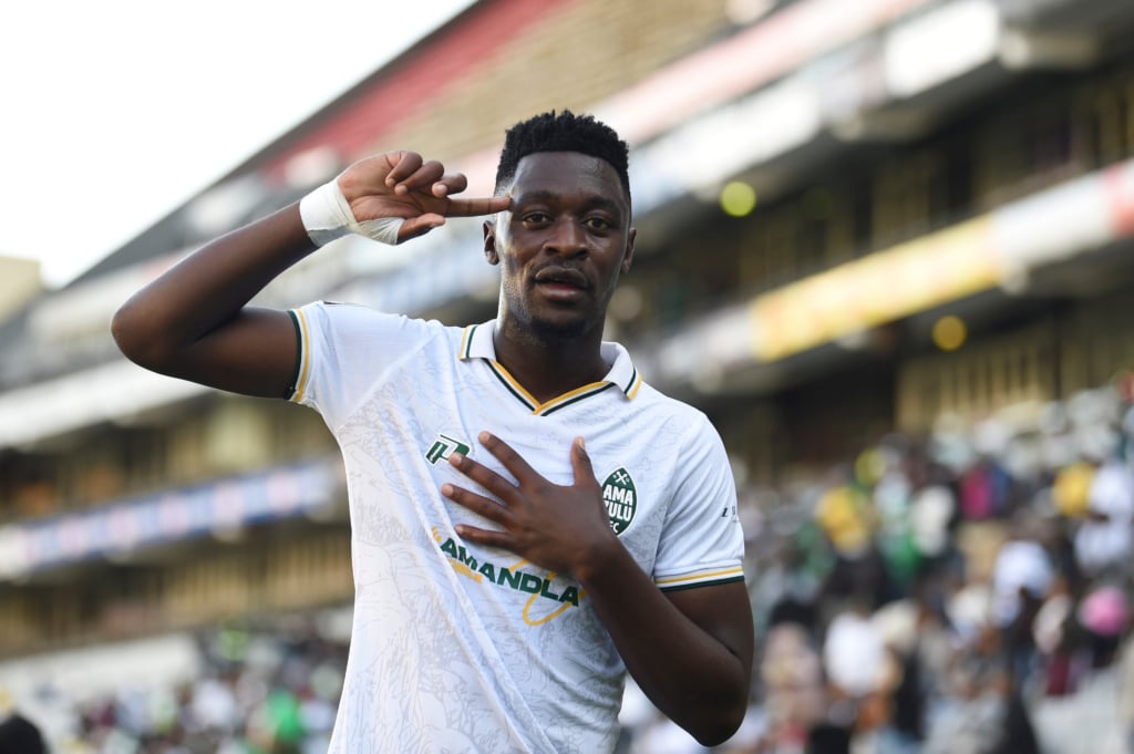 Thandolwenkosi Ngwenya of Amazulu FC celebrates goal during the Betway Premiership 2026/27 match between Amazulu FC and Siwelele FC at Kings Park Stadium in Durban on 15 August 2026 ©Phakamisa Lensman/Backpagepix