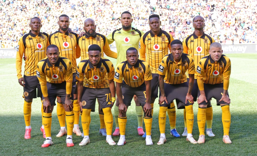 Kaizer Chiefs Team picture (Back row l-r) Thabiso Monyane, Inacio Miguel, Sibongiseni Mthethwa, Brandon Petersen, Zitha Kwinika and Thabo Moloisane and (Front row I-r) Lebohang Maboe, Langelihle Phili, Siphesihle Ndlovu, Pule Mmodi and Luke Baartman during Betway Premiership 2026/27 match between Kaizer Chiefs and Mamelodi Sundowns at FNB Stadium in Johannesburg, on 15 August 2026 ©Samuel Shivambu/BackpagePix