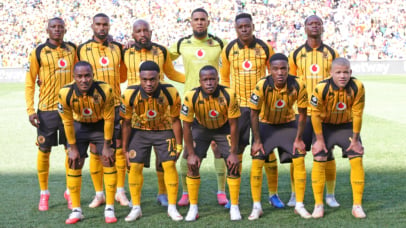 Kaizer Chiefs Team picture (Back row l-r) Thabiso Monyane, Inacio Miguel, Sibongiseni Mthethwa, Brandon Petersen, Zitha Kwinika and Thabo Moloisane and (Front row I-r) Lebohang Maboe, Langelihle Phili, Siphesihle Ndlovu, Pule Mmodi and Luke Baartman during Betway Premiership 2026/27 match between Kaizer Chiefs and Mamelodi Sundowns at FNB Stadium in Johannesburg, on 15 August 2026 ©Samuel Shivambu/BackpagePix