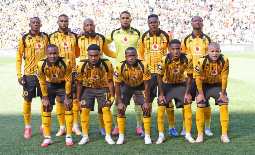 Kaizer Chiefs Team picture (Back row l-r) Thabiso Monyane, Inacio Miguel, Sibongiseni Mthethwa, Brandon Petersen, Zitha Kwinika and Thabo Moloisane and (Front row I-r) Lebohang Maboe, Langelihle Phili, Siphesihle Ndlovu, Pule Mmodi and Luke Baartman during Betway Premiership 2026/27 match between Kaizer Chiefs and Mamelodi Sundowns at FNB Stadium in Johannesburg, on 15 August 2026 ©Samuel Shivambu/BackpagePix