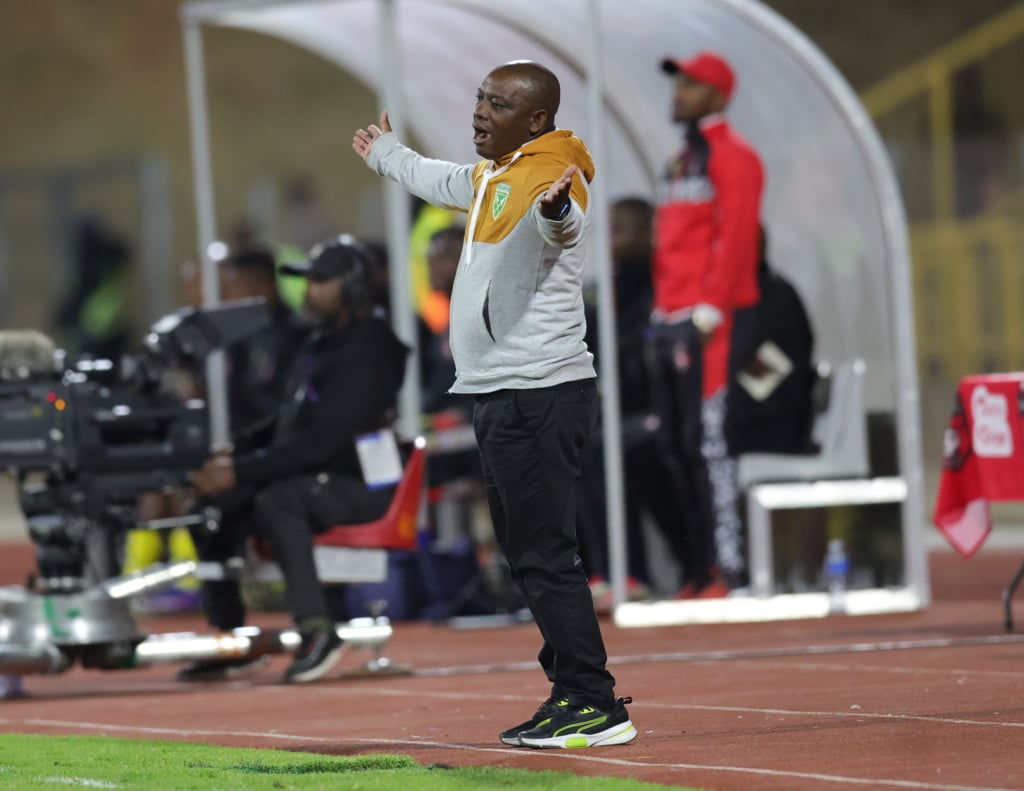 Pitso Dladla, coach of Golden Arrows reacts during Betway Premiership 2026/27 match between TS Galaxy and Golden Arrows at Solomon Mahlangu Stadium in Mpumalanga, on 16 August 2026 ©Samuel Shivambu/BackpagePix