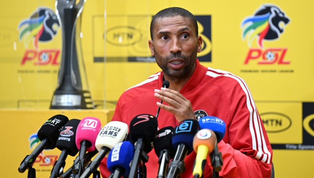 Abdeslam Ouaddou coach of Orlando Pirates FC during the 2026 MTN8 Semi Final1st Leg Orlando Pirates FC Press Conference in Johannesburg on 20 August 2026 ©Sydney Mahlangu/BackpagePix