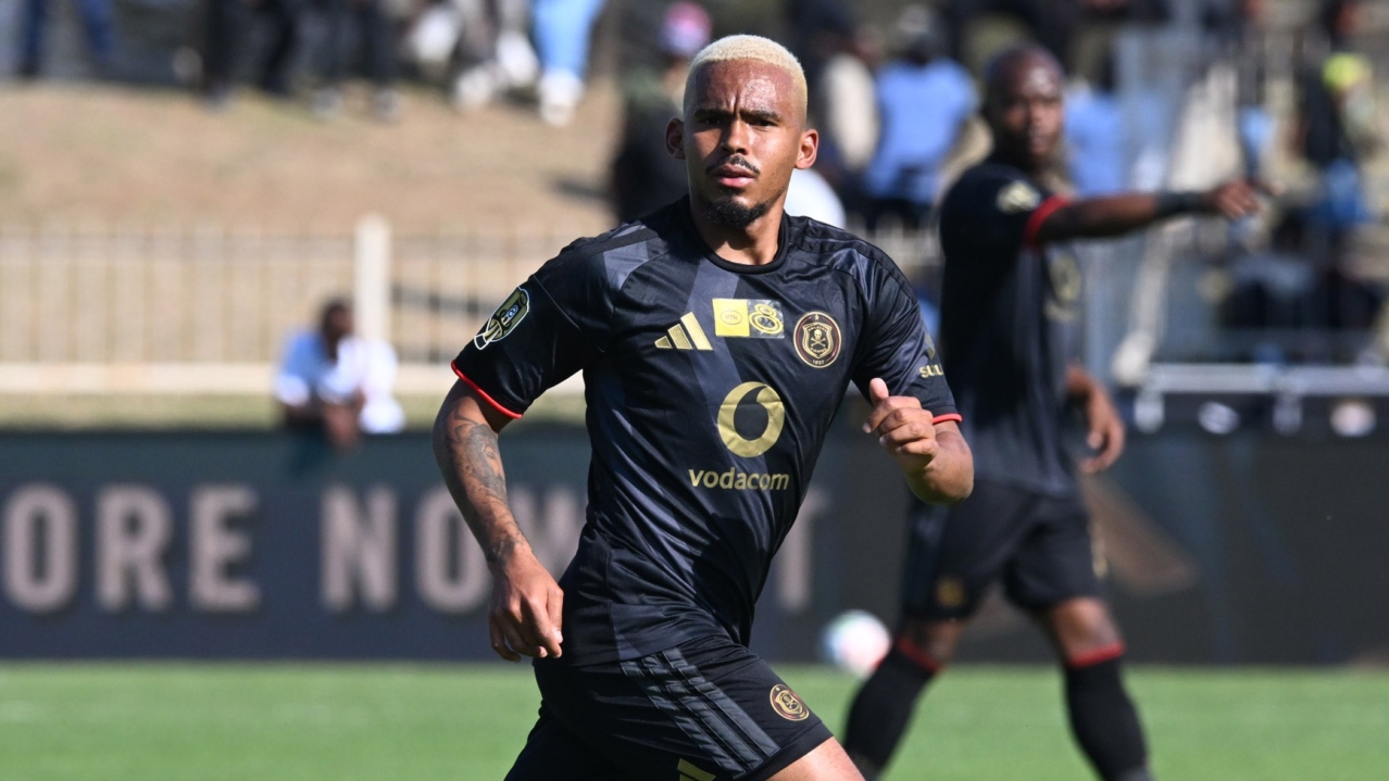 Oswin Appollis of Orlando Pirates during the 2026 MTN8 Semi Final 1sr Leg match between Sekhukhune United FC and Orlando Pirates FC at Old Peter Mokaba Stadium in Polokwane on 22 August 2026 ©Sydney Mahlangu/BackpagePix