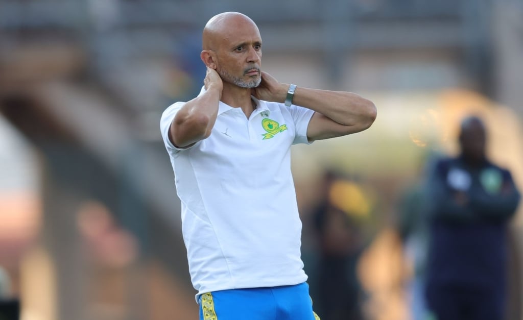 Miguel Cardoso, Head coach of Mamelodi Sundowns reacts during 2026 MTN8 semi final 1st leg match between Mamelodi Sundowns and Golden Arrows at Lucas Moripe Stadium, Pretoria on 23 August 2026 ©Samuel Shivambu/BackpagePix