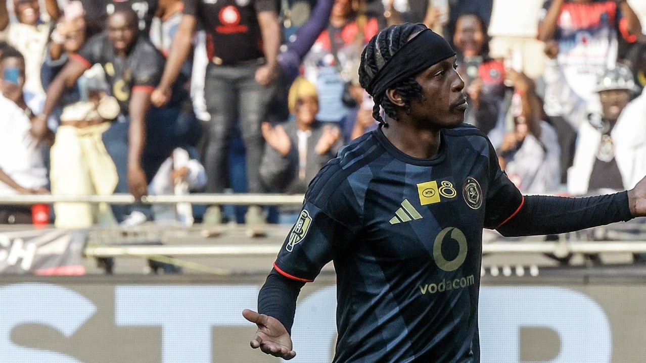 Patrick Maswanganyi of Orlando Pirates celebrates goal during the MTN8 2026 football match between Orlando Pirates and Durban City at Orlando Stadium, Soweto on 08 August 2026 @Gavin Barker/BackpagePix