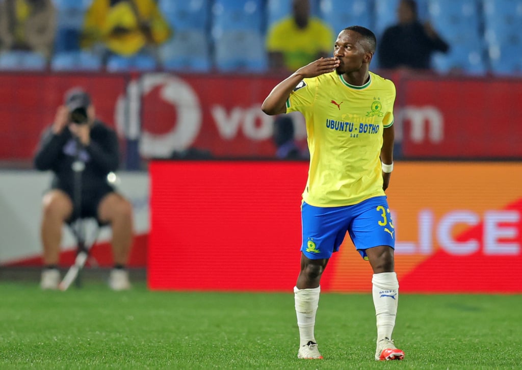 Cassius Mailula of Mamelodi Sundowns blows a kiss to fans after celebrating his goal during Betway Premiership 2026/27 match between Mamelodi Sundowns and Marumo Gallants at Loftus Versfeld Stadium in Pretoria, on 19 August 2026 ©Samuel Shivambu/BackpagePix
