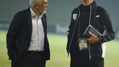 Farouk Kadodia, Durban City chairman and Ernst Middendorp during the Betway Premiership 2025/26 match between Durban City and Chippa United at Chatsworth Stadium, in Durban on 13 August 2025 ©Phakamisa Lensman/BackpagePix