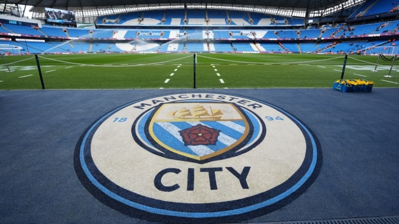 File photo dated 15/03/25 of the Manchester City club badge, at the Etihad Stadium. Manchester City have been found guilty on virtually all counts of breaching the Premier League's financial rules, according to reports. Issue date: Tuesday March 4, 2025.