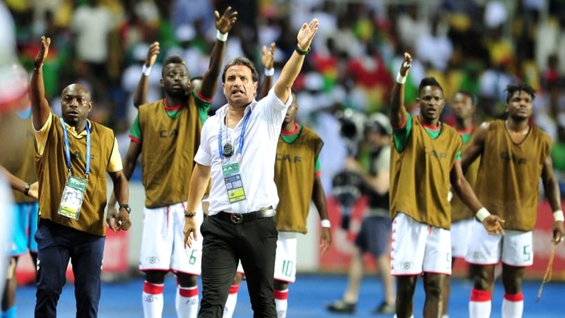 Paulo Jorge Duarte, coach of Burkina Faso reacts argues with refere during the 2017 Africa Cup of Nations Finals Afcon SemiFinal match between Burkina Faso and Egypt at the Libreville Stadium in Gabon on 01 February 2017 ©Samuel Shivambu/BackpagePix