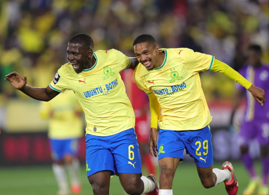Antonio van Wyk of Mamelodi Sundowns celebrates goal with teammates during the Betway Premiership 2026/27 match between Mamelodi Sundowns and Milford FC at Loftus Versfeld Stadium in Pretoria on 02 September 2026 © Samuel Shivambu/BackpagePix