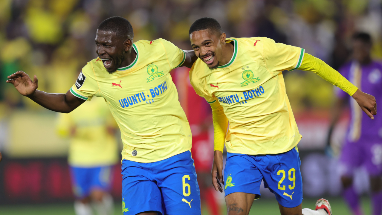 Antonio van Wyk of Mamelodi Sundowns celebrates goal with teammates during the Betway Premiership 2026/27 match between Mamelodi Sundowns and Milford FC at Loftus Versfeld Stadium in Pretoria on 02 September 2026 © Samuel Shivambu/BackpagePix
