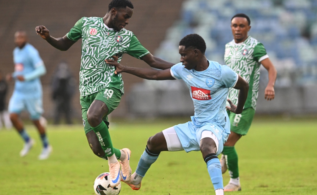 Alou Doumbia of Durban City FC during the Caf Confederation Cup 2026/27 Preliminary match between Durban City FC and Rukinzo FC at Moses Mabhida Stadium in Durban on 06 September 2026 ©Sydney Mahlangu/BackpagePix