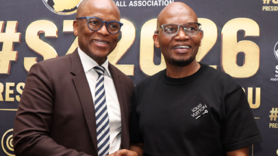 Sandile Zungu (l) with Manzini Zungu during the 2026 SAFA Sandile Zungu Press Conference at Maslow Hotel in Johannesburg on 07 September 2026 ©Muzi Ntombela/BackpagePix