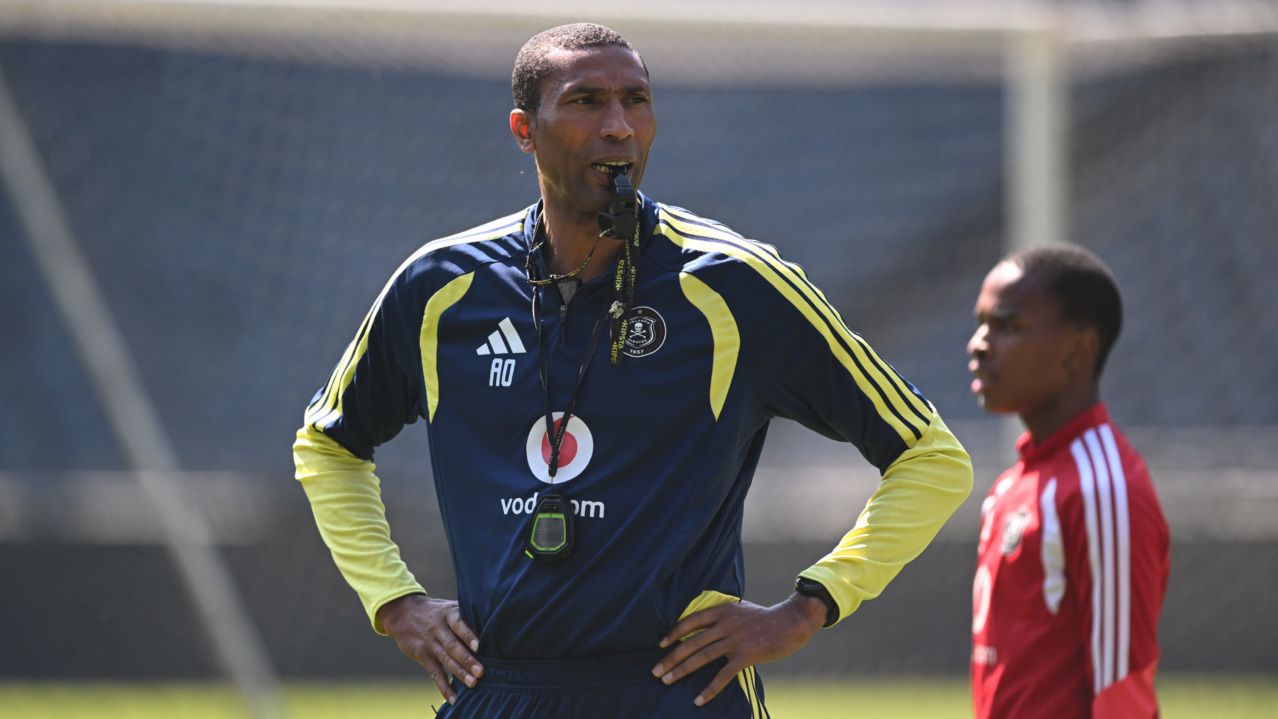 Abdeslam Ouaddou coach of Orlando Pirates during the CAF Champions League 2026/27 Preliminary Orlando Pirates Training at Orlando Amstel Arena in Soweto on 11 September 2026 ©Sydney Mahlangu/BackpagePix