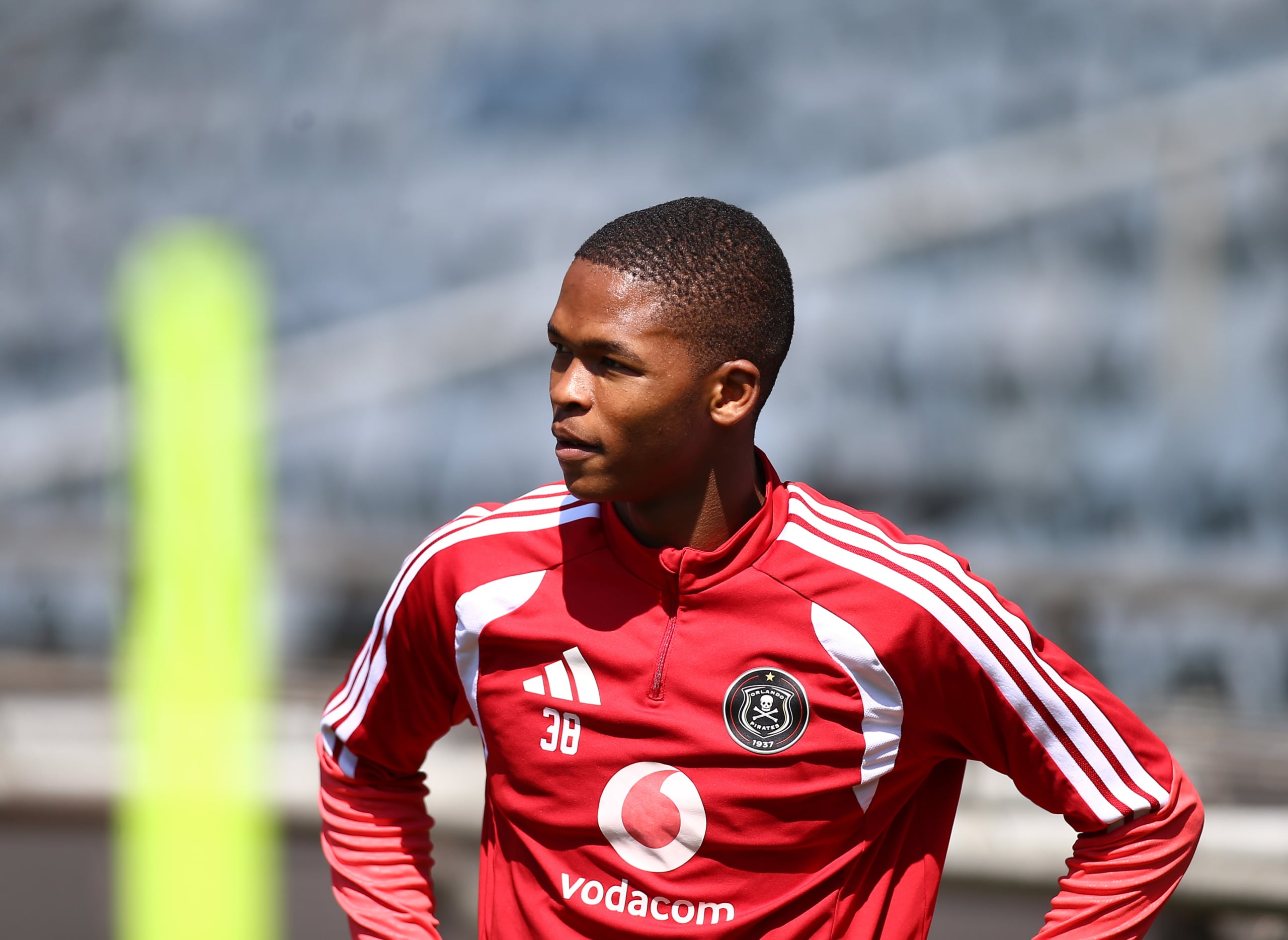 Mpho Padime of Orlando Pirates during the CAF Champions League 2026/27 Preliminary Orlando Pirates Training at Orlando Amstel Arena in Soweto on 11 September 2026 ©Sydney Mahlangu/BackpagePix