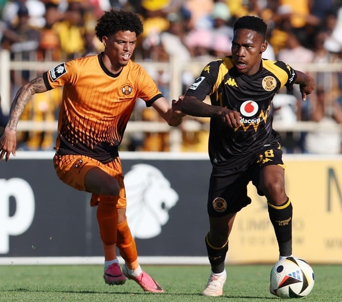 Mfundo Vilakazi of Kaizer Chiefs challenged by Giovanni Philander of Polokwane City during the Betway Premiership 2026/27 match between Polokwane City and Kaizer Chiefs at Old Peter Mokaba Stadium in Polokwane on 11 September 2026 ©Muzi Ntombela/BackpagePix