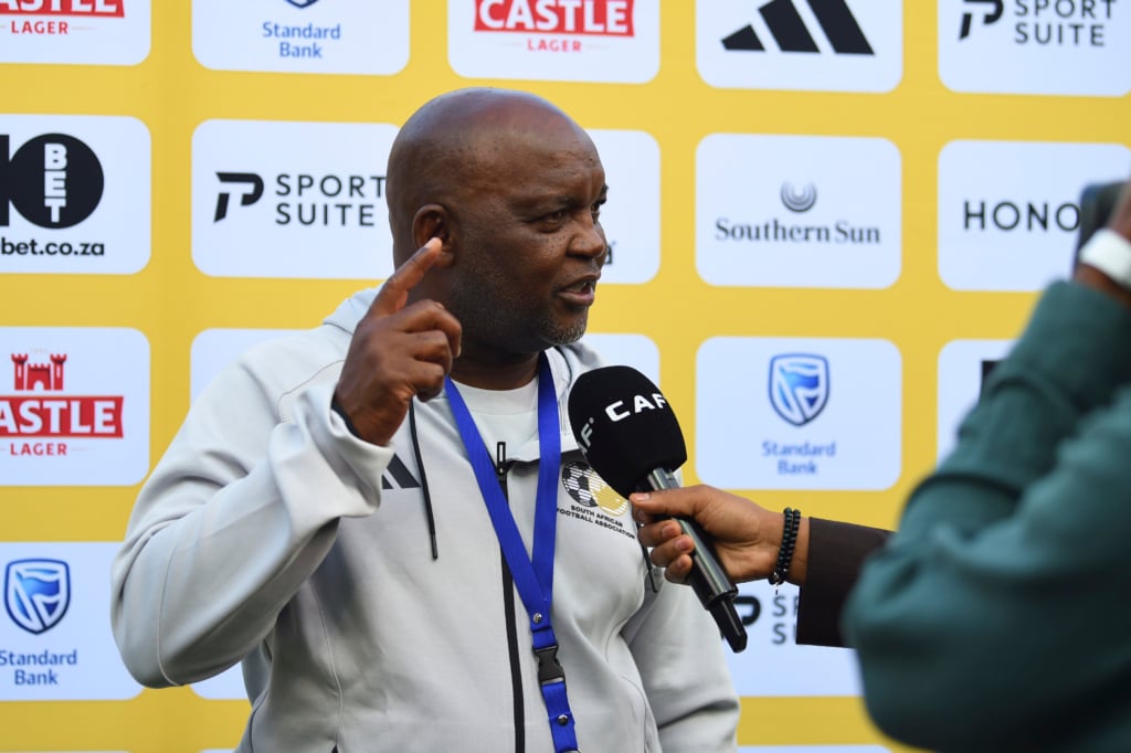 Pitso Mosimane, South Africa head coach during 2027 Africa Cup of Nations Qualifiers match between South Africa and Guinea at Orlando Amstel Arena in Soweto on 26 September 2026 ©Phakamisa Lensman/Backpagepix
