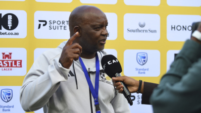 Pitso Mosimane, South Africa head coach during 2027 Africa Cup of Nations Qualifiers match between South Africa and Guinea at Orlando Amstel Arena in Soweto on 26 September 2026 ©Phakamisa Lensman/Backpagepix
