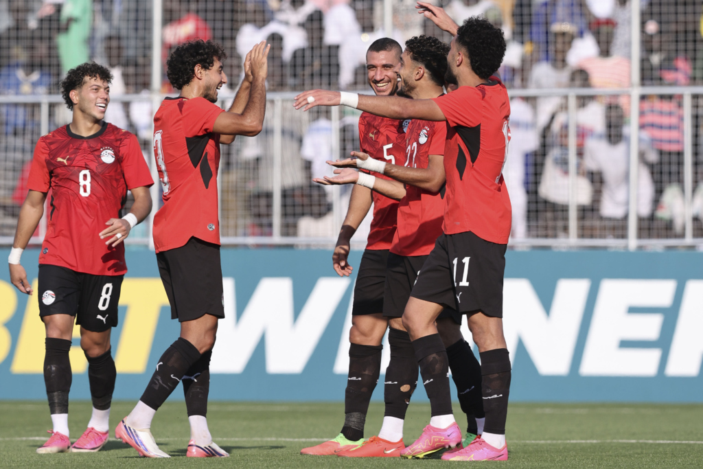 Omar Marmoush of Egypt celebrates goal with teammates during the 2027 Africa Cup of Nations Qualifier between South Sudan and Egypt at Juba Stadium, Juba, South Sudan on 29 September 2026 ©BackpagePix