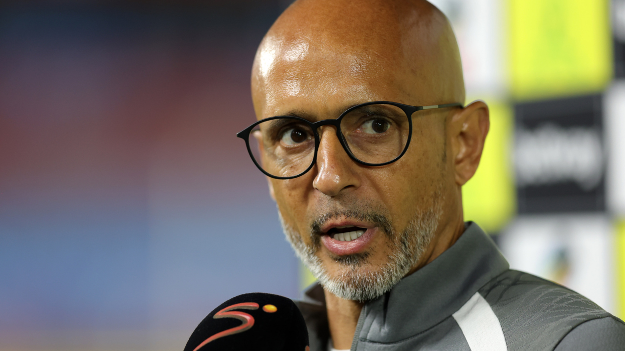 Miguel Cardoso, head coach of Mamelodi Sundowns is interviewed before Betway Premiership 2026/27 match between Mamelodi Sundowns and Marumo Gallants at Loftus Versfeld Stadium in Pretoria, on 19 August 2026 ©Samuel Shivambu/BackpagePix
