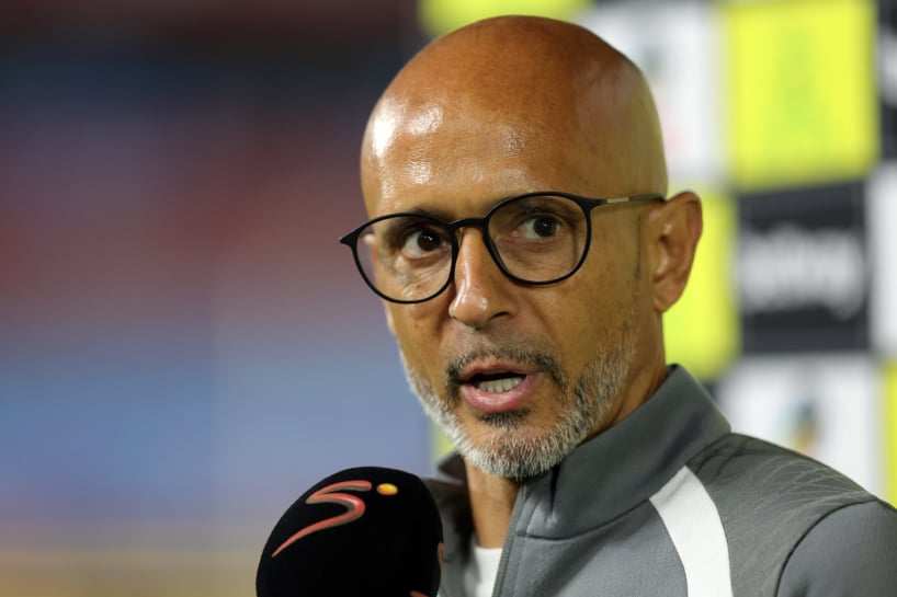Miguel Cardoso, head coach of Mamelodi Sundowns is interviewed before Betway Premiership 2026/27 match between Mamelodi Sundowns and Marumo Gallants at Loftus Versfeld Stadium in Pretoria, on 19 August 2026 ©Samuel Shivambu/BackpagePix
