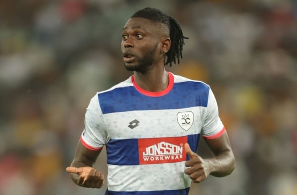 Collins Nwoburuoke of Durban City during the Betway Premiership 2025/26 match between Durban City and Kaizer Chiefs at Moses Mabhida Stadium in Durban on the 31 October 2025 ©Samuel Shivambu/BackpagePix