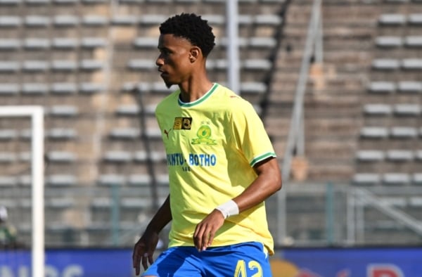 Malibongwe Khoza of Mamelodi Sundowns during the 2026 MTN8 Semi Final 1sr Leg match between Mamelodi Sundowns and Golden Arrows at Lucas Moripe Stadium in Atteridgeville on 23 August 2026 ©Sydney Mahlangu/BackpagePix