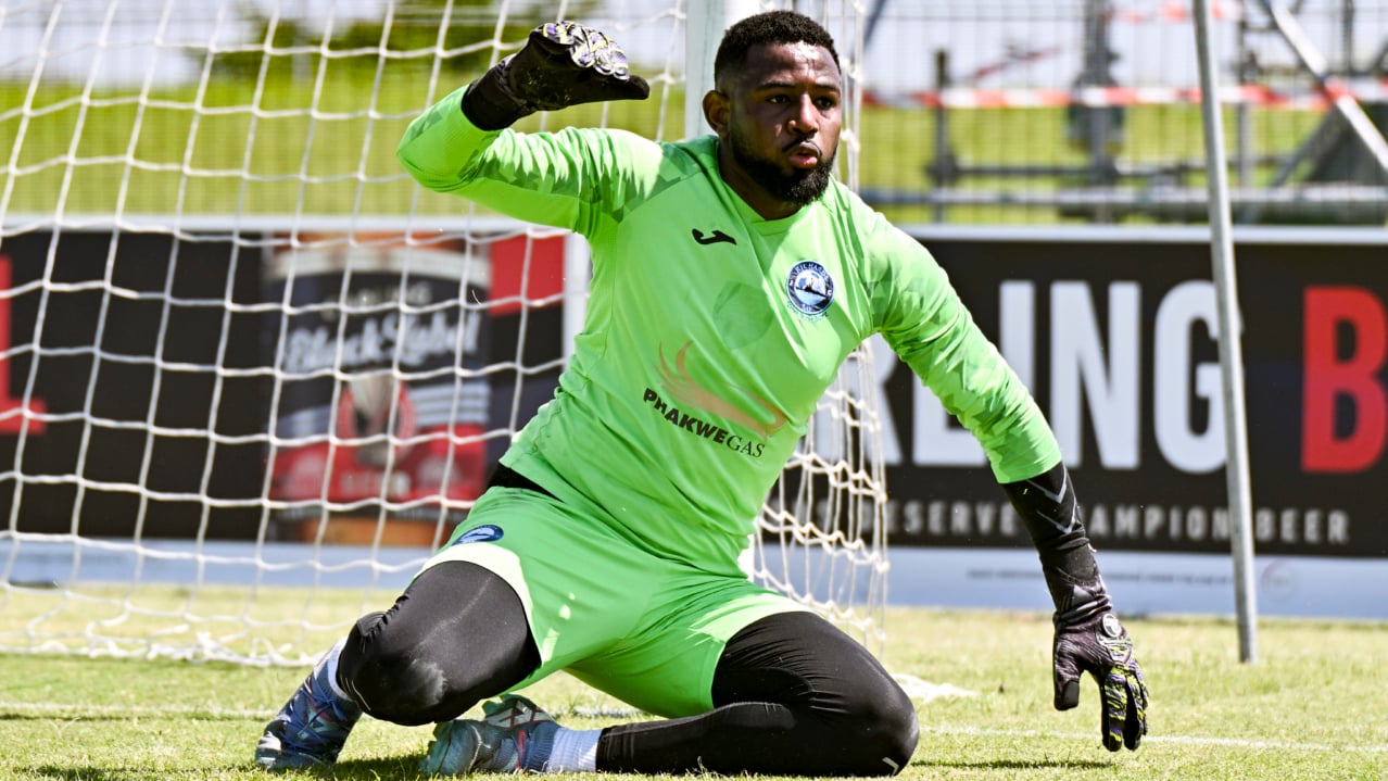 Salim Magoola (GK) of Richards Bay FC during the 2025 Carling Knockout Cup quarterfinal media day for Richrads Bay at Umhlathuze Sports Complex on 23 October 2025 © Gerhard Duraan/BackpagePix