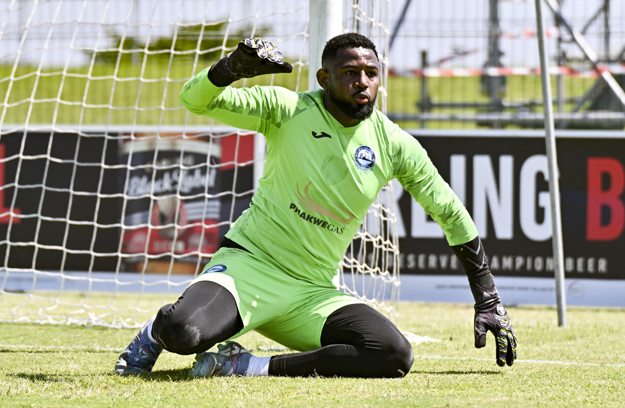 Salim Magoola (GK) of Richards Bay FC during the 2025 Carling Knockout Cup quarterfinal media day for Richrads Bay at Umhlathuze Sports Complex on 23 October 2025 © Gerhard Duraan/BackpagePix