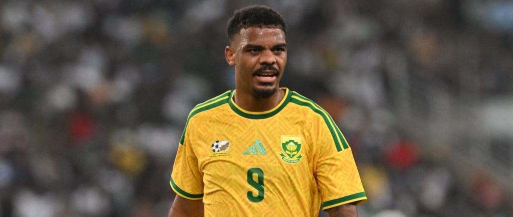 Lyle Foster of South Africa during the 2026 International Friendly match between South Africa and Panama at the Moses Mabhida Stadium in Durban on the 27 March 2026 ©Sydney Mahlangu BackpagePix