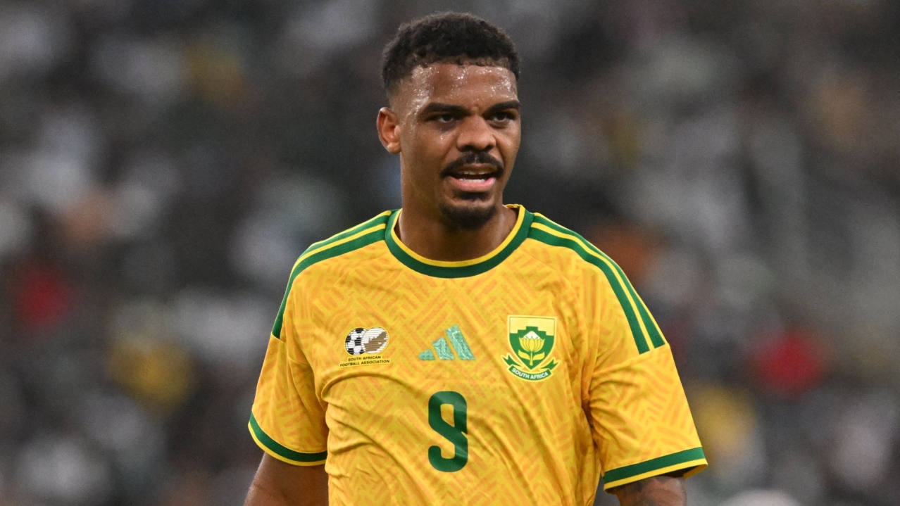 Lyle Foster of South Africa during the 2026 International Friendly match between South Africa and Panama at the Moses Mabhida Stadium in Durban on the 27 March 2026 ©Sydney Mahlangu BackpagePix