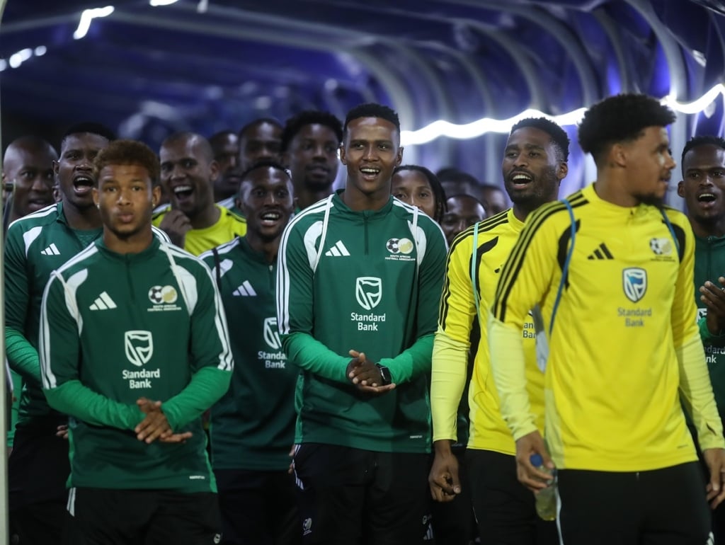 Ronwen Williams of South Africa (r) during the 2027 Africa Cup of nations International Friendlies South Africa Training Session at Cairo International Stadium in Cairo, Egypt on 04 October 2026 ©Weam Mostafa/BackpagePix